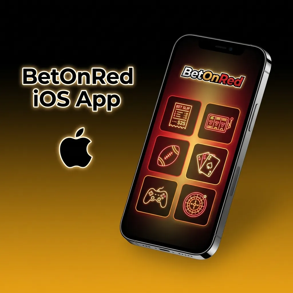 BetOnRed iOS app interface on iPhone showing casino games and betting options, compatible with iOS 11.0+