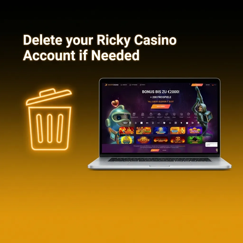 Steps to permanently delete your Ricky Casino account including withdrawal, contacting support, and confirmation process.