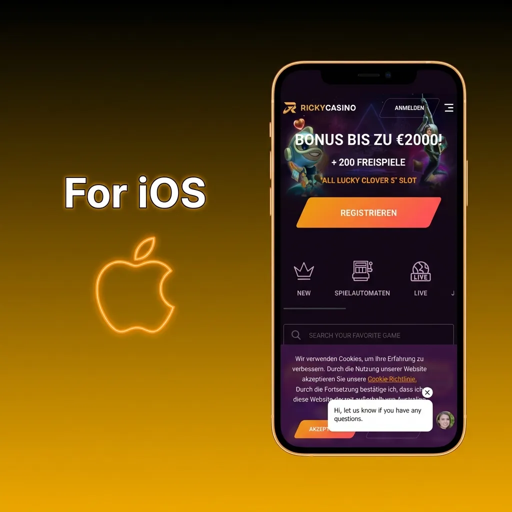 Ricky Casino iOS app download steps showing App Store installation process for iPhone and iPad users