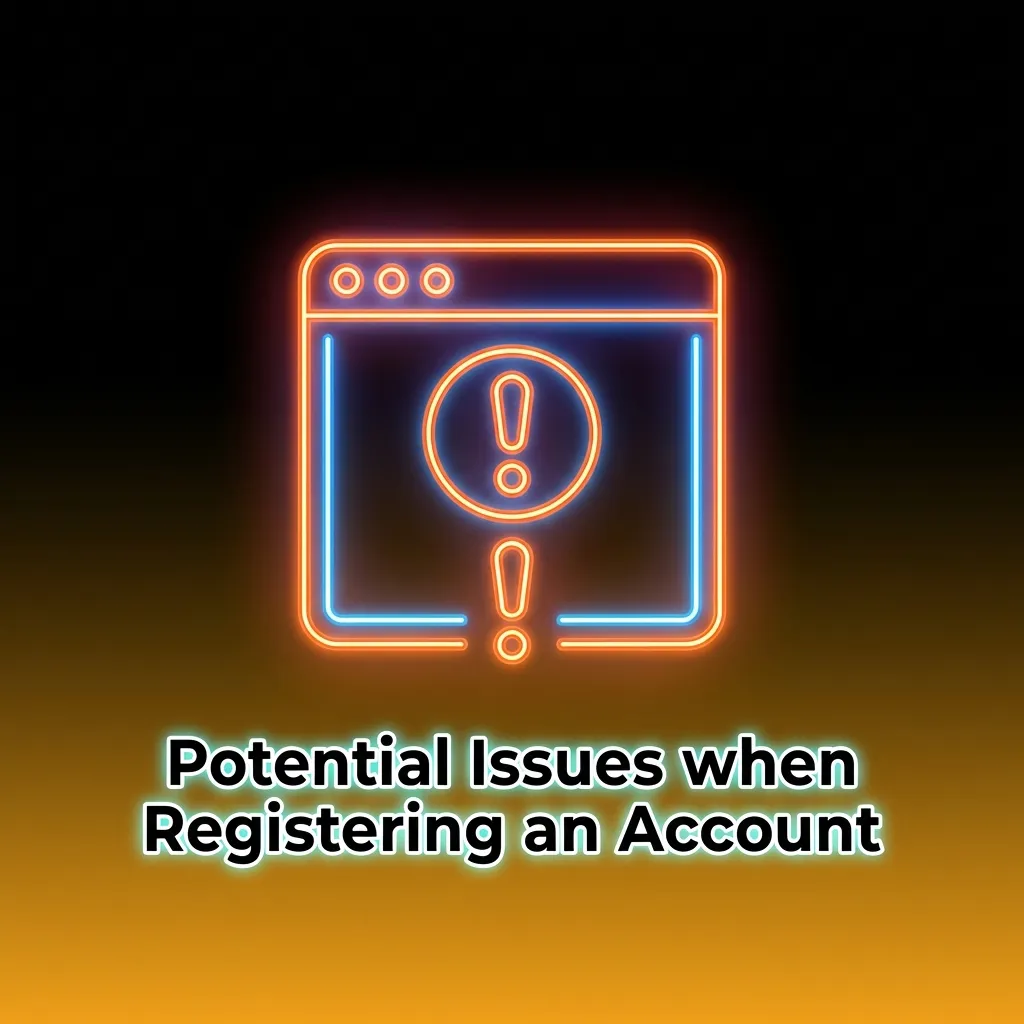 Troubleshooting guide showing common account registration problems and solutions including email, form, and login issues.