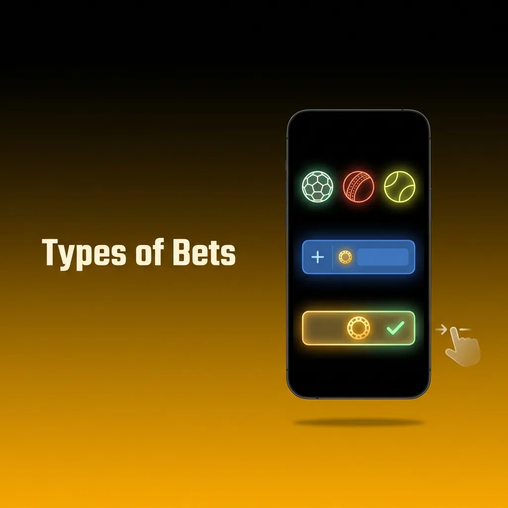 Diagram showing three betting types: Single bets, Express bets with multiple selections, and System bets with safety net