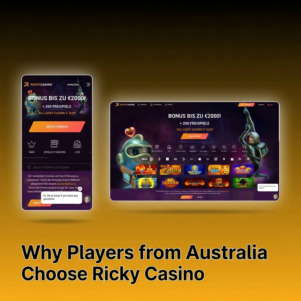Australian players enjoying Ricky Casino's licensed platform with instant AUD deposits and 24/7 support on mobile devices